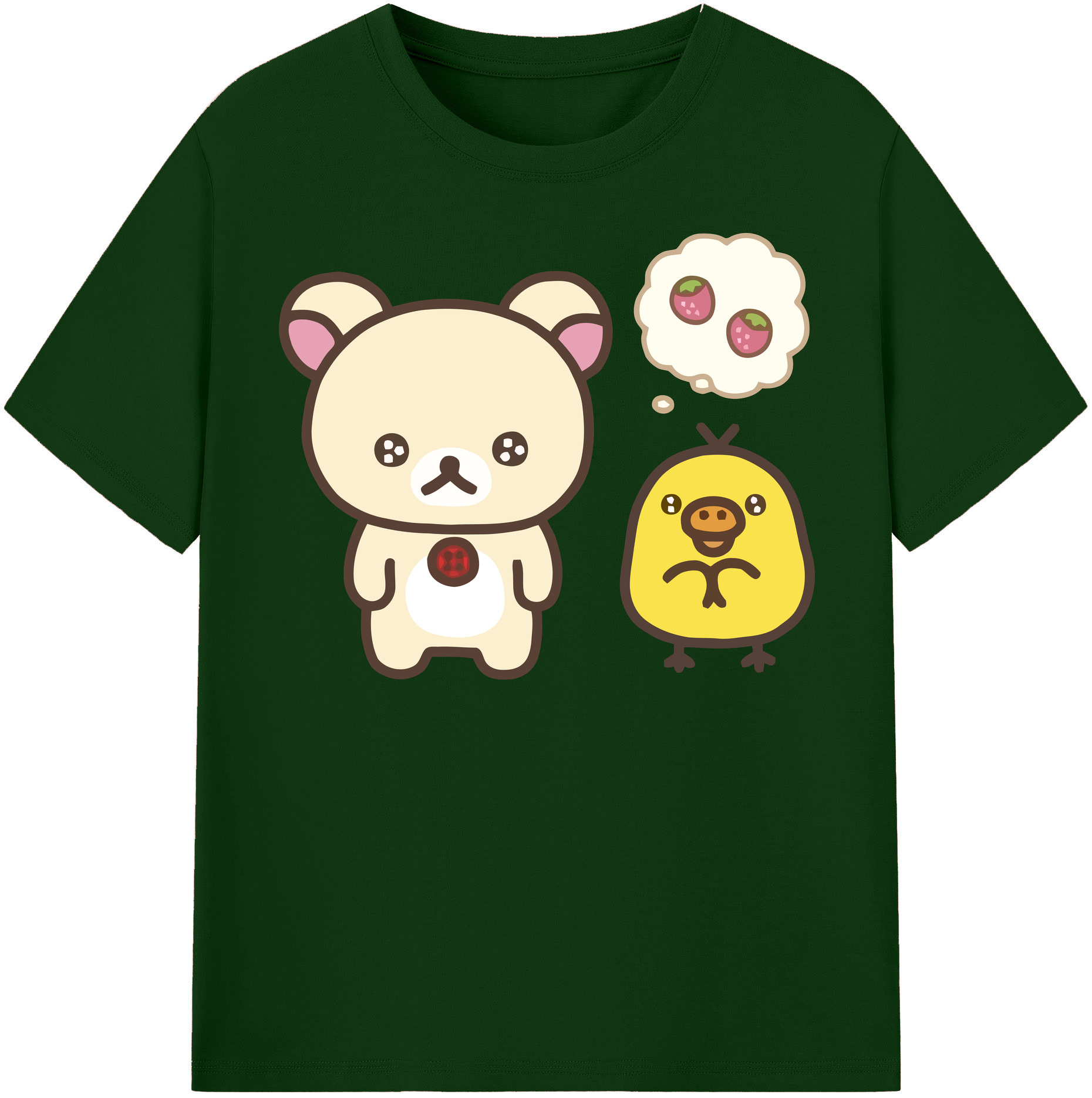 （画像用） リラックマ リラックマ キイロイトリ Rilakkuma Korilakkuma Kiiroitori 綿100％半袖Tシャツ（フロントプリント）
